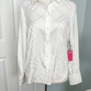 Vince Camuto White Patterned Button Down Shirt